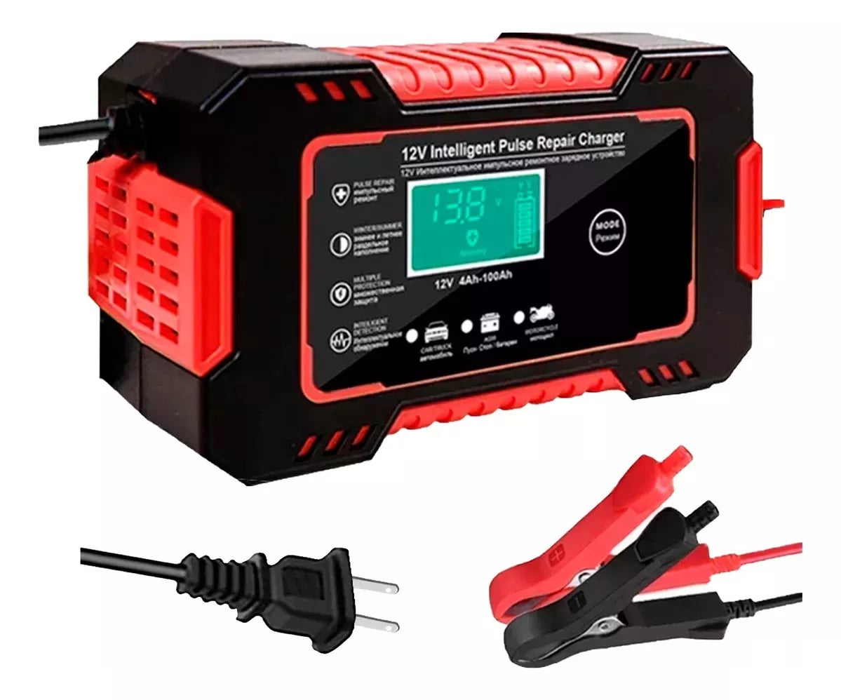 Cargador Batería Carro Moto 12v Pantalla