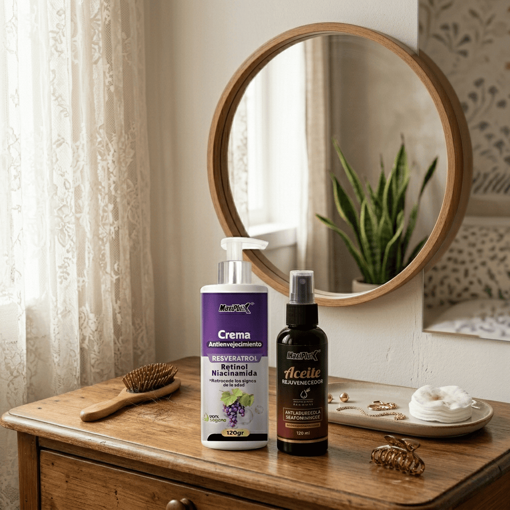 2X1 Kit Crema Resveratrol Antienvejecimiento + Aceite Rejuvenecedor Reafirmante (obsequio)
