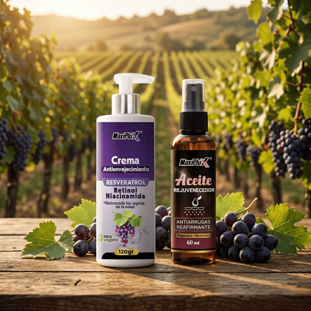 2X1 Kit Crema Resveratrol Antienvejecimiento + Aceite Rejuvenecedor Reafirmante (obsequio)