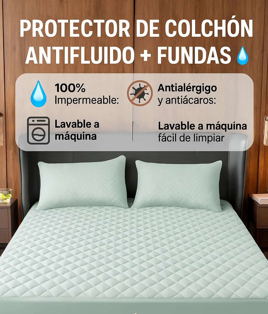 🛏️ PROTECTOR DE COLCHÓN ANTIFLUIDO + FUNDAS 💧